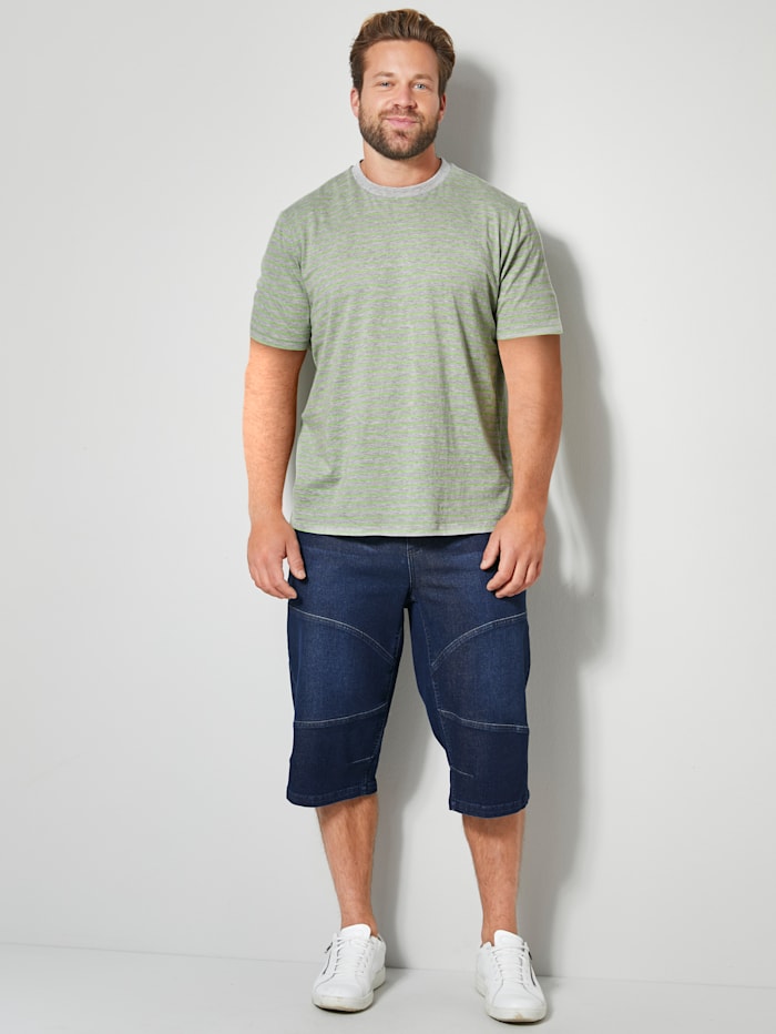 John F. Gee T-Shirt mit Streifendesign, Grau/Neongrün