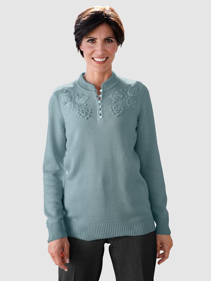 Paola Pull-over à broderies florales, Menthe