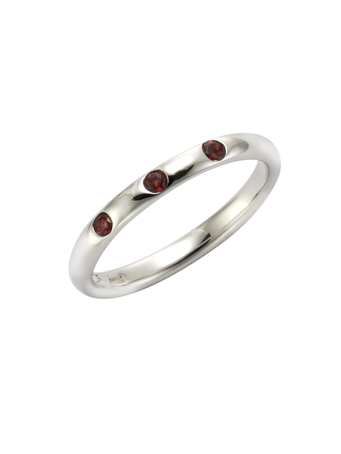 Jamelli Ring 925/- Sterling Silber Granat rot Glänzend, Silbergrau