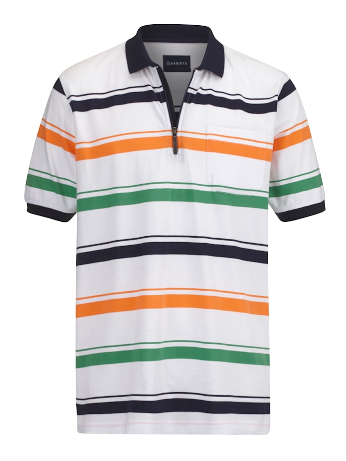 BABISTA Poloshirt mit Reißverschluss, Weiß/Orange/Grün