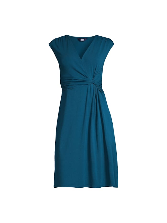 Lands´ End Jersey Kleid Plus Size in Wickeloptik, blau