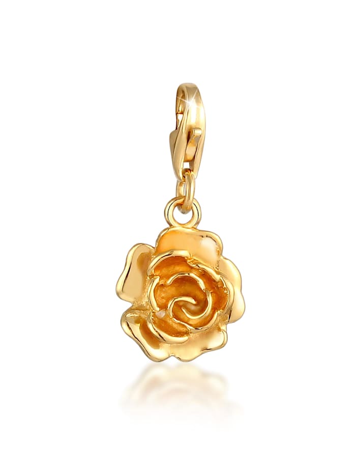 Nenalina Charm Anhänger Rose Blume Floral Romantisch 925 Silber, Gold