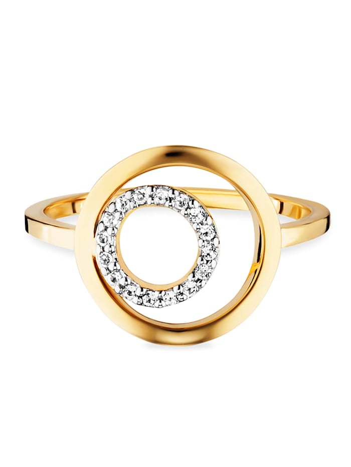 CAI Ring 925/- Sterling Silber Weißtopas weiß RHO+VGO 0,004ct/pc., gelb