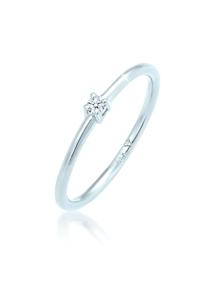 Elli DIAMONDS Ring Verlobung Solitär Diamant (0.03 Ct.) 585 Weißgold, Weiß