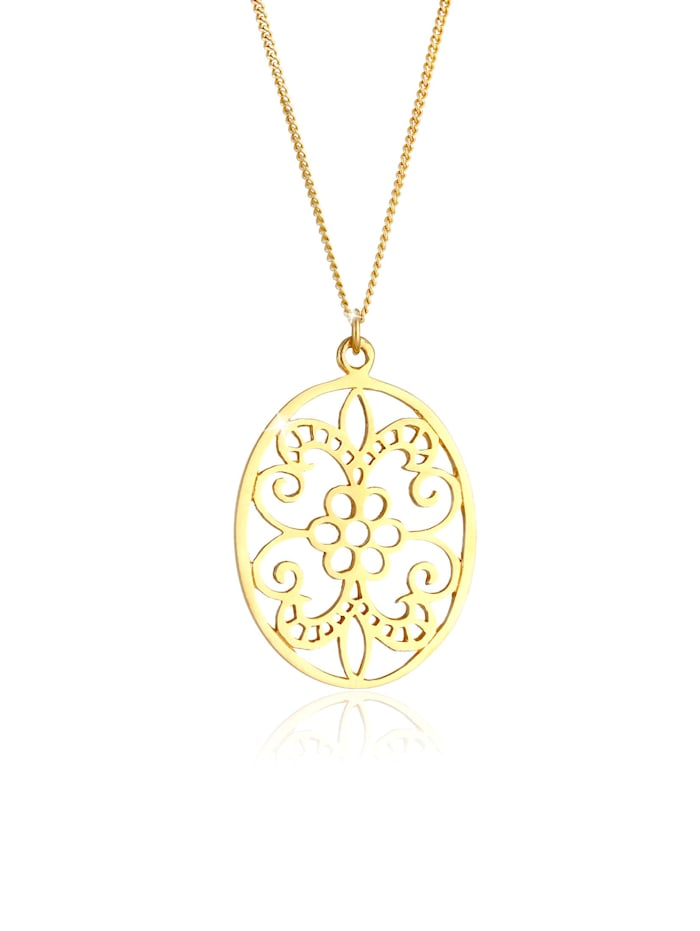 Elli Halskette Ornament Floral Flower Orientalisch 925 Silber, Gold