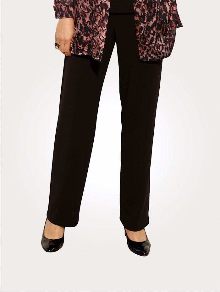 MONA Pull-on trousers with a wide leg, Black