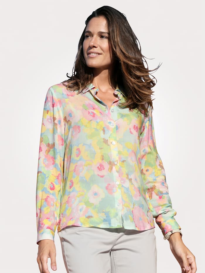 MONA Bluse mit floral abstraktem Druck, Multicolor
