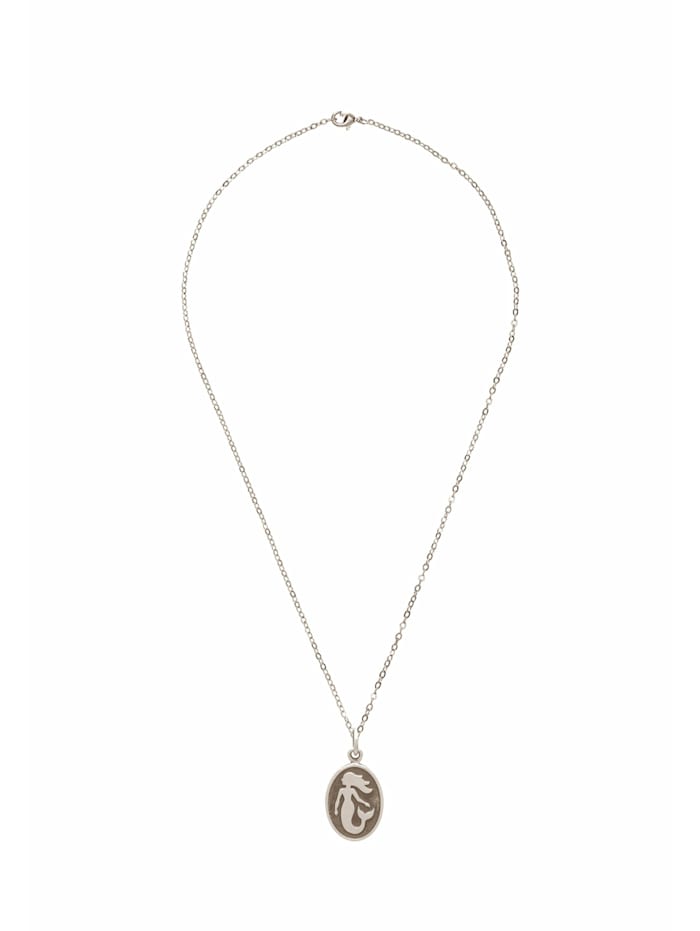 GEMSHINE Halskette mit Anhänger Maritim Nautics Meerjungfrau Mermaid Medaillon im Ozean Stil, silver coloured