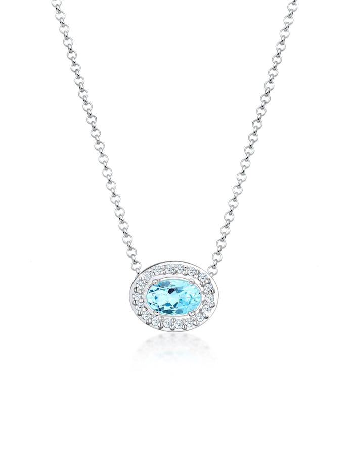 Elli DIAMONDS Halskette Topas Edelstein Diamant (0.09 Ct.) 925 Silber, Silber
