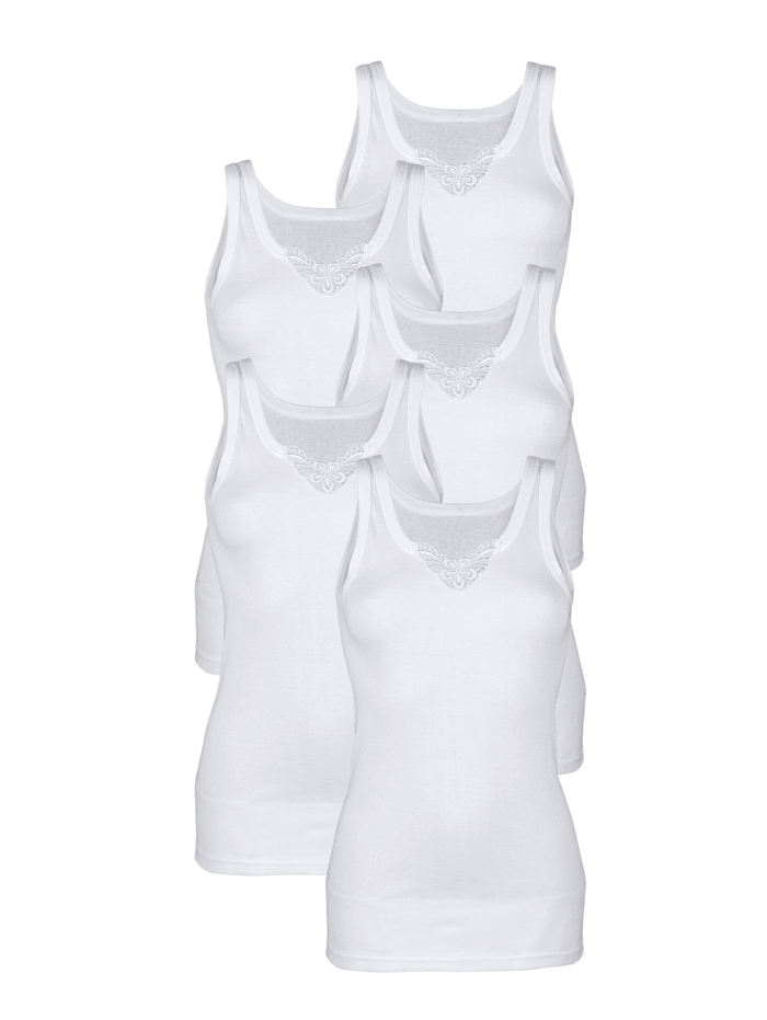 Harmony Lot de 5 chemisettes motif brodé à l'encolure, 5x blanc