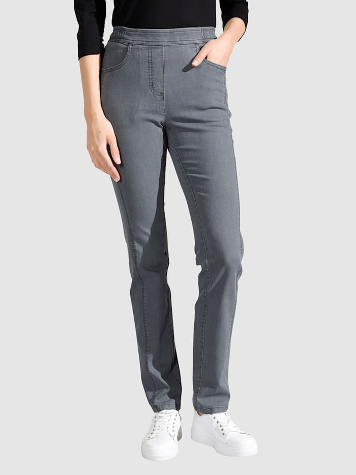 m. collection Jeans vorne mit streckender Längsnaht, Grau