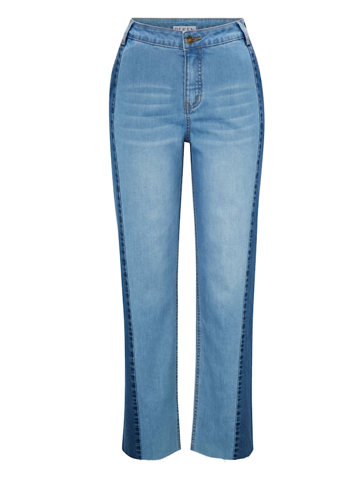 REKEN MAAR Jeans met patchworkdesign, Lichtblauw