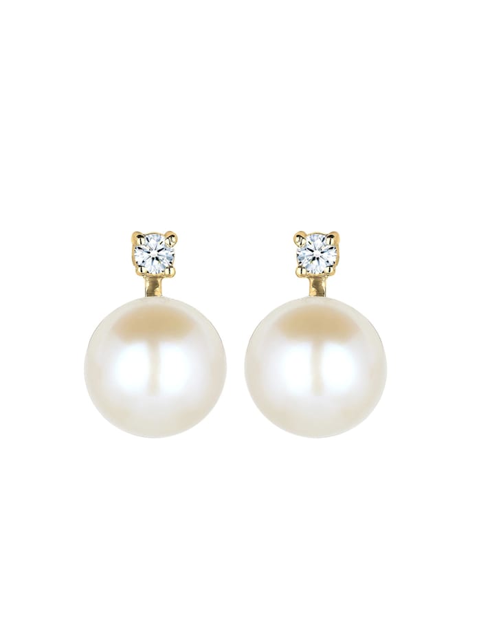 Ohrringe Perle Elegant Diamant (0.06 Ct.) 585 Gelbgold
