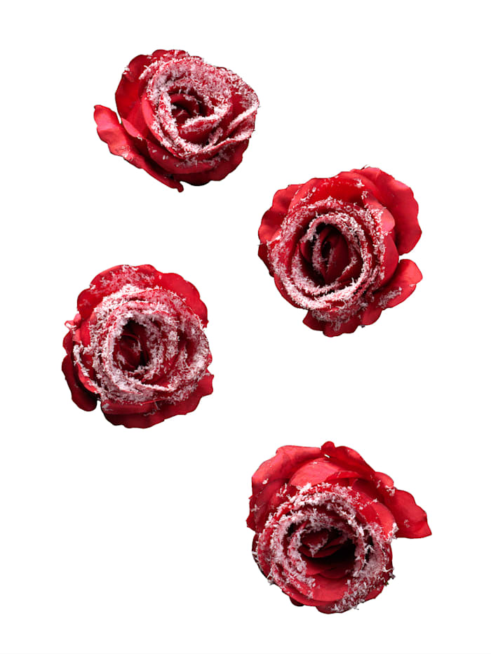 IGEA Lot de 4 roses artificielles, Rouge