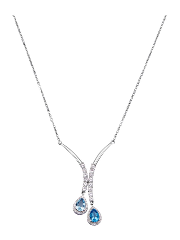 Amara Farbstein Collier mit Diamanten, Blau
