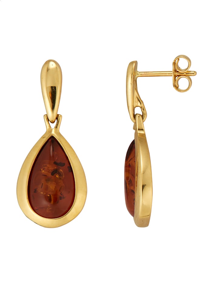 Amara Pierres colorées Boucles d'oreilles avec pierres d'ambre, Marron