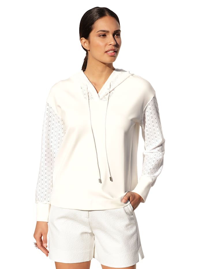 AMY VERMONT Sweat-shirt en viscose mélangée confortable, Blanc