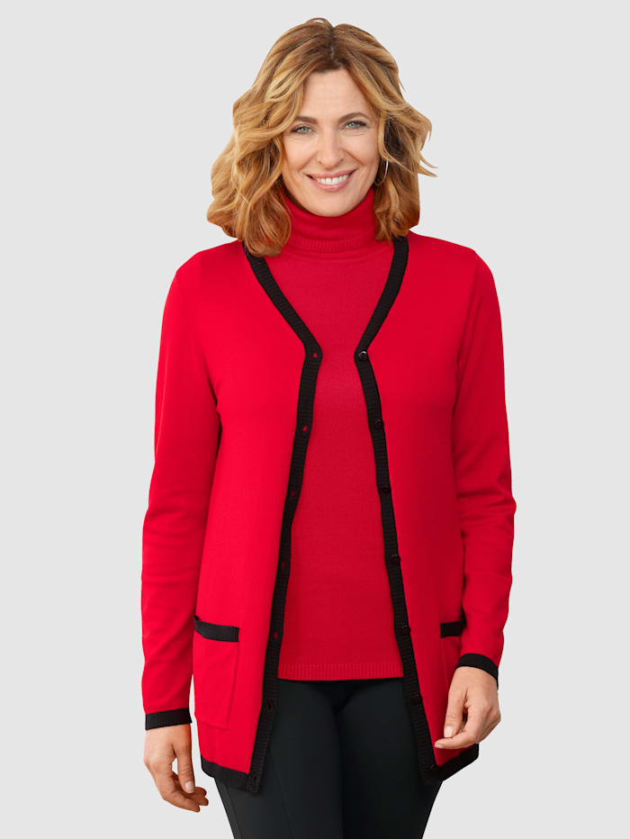 Paola Gilet maille à rayures contrastantes, Rouge