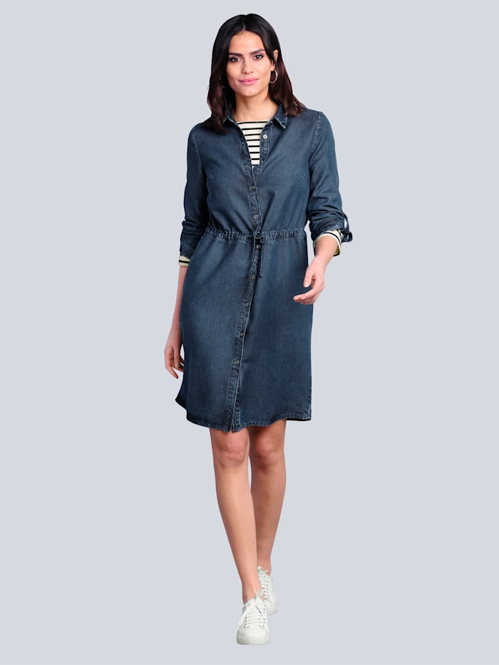Alba Moda Kleid mit Tunnelzug und Bindeband, Dark blue