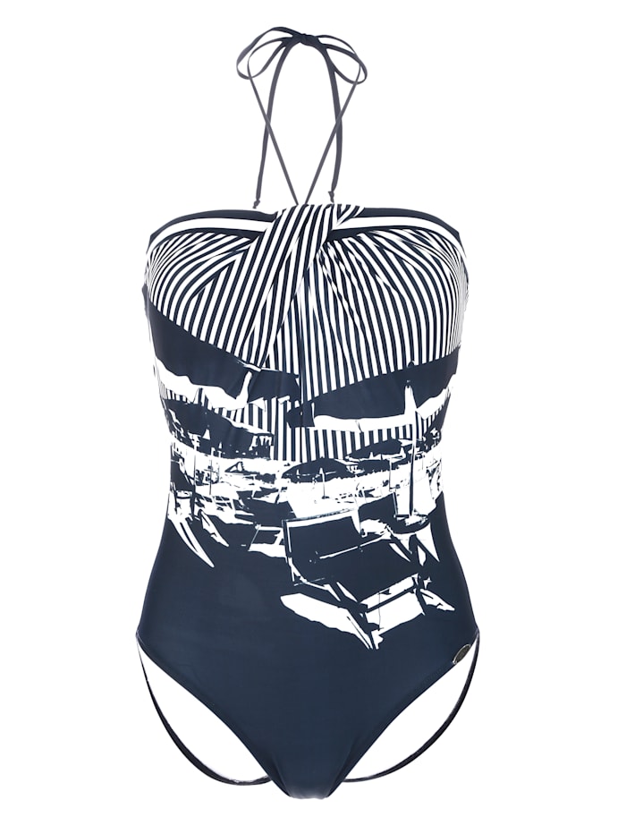Sunflair Bandeau-Badeanzug mit abnehmbaren Neckholder Trägern, Blau