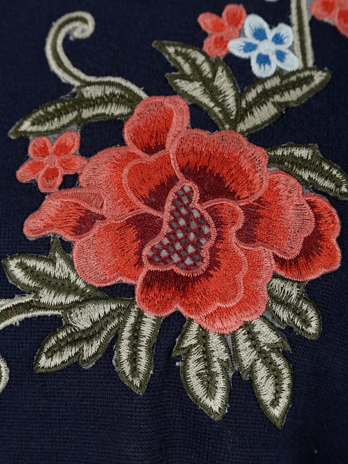 Shirt mit kontrastfarbener Blumenapplikation