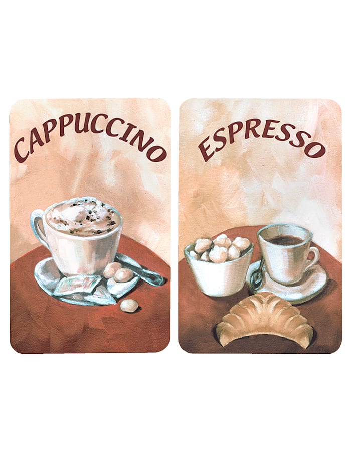 Wenko Set van 2 afdekplaten Espresso/Cappuccino, Donkerbruin/Lichtbruin