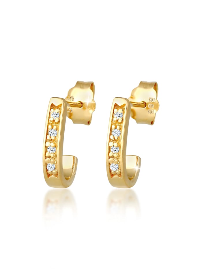 Elli DIAMONDS Ohrringe Creolen Elegant Diamant (0.04 Ct.) 585 Gelbgold, Gold