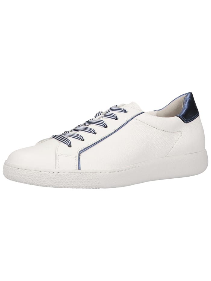 Paul Green Leder Sneaker, Weiß/Blau