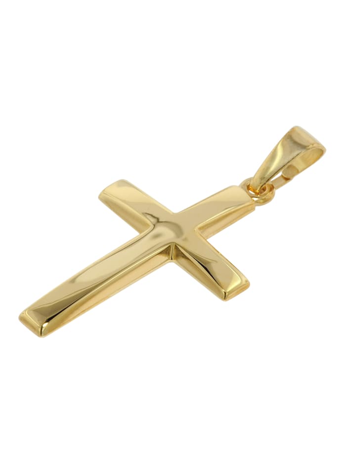 Kreuz 21 mm Gold 585 mit goldplattierter Silberkette für Frauen