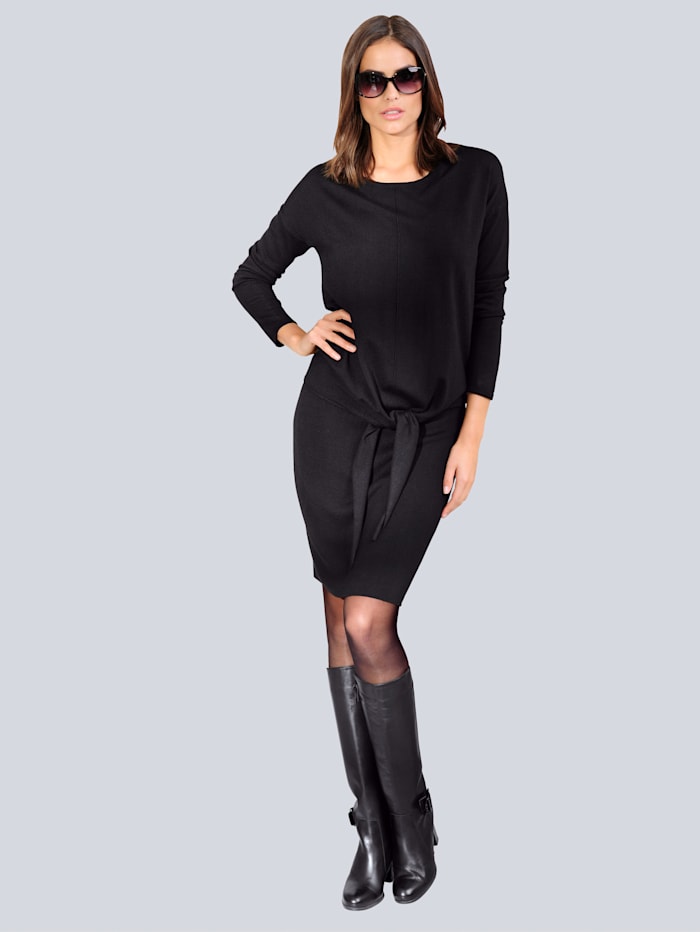 Alba Moda Strickkleid bestehend aus Tanktopkleid und Oversizedpullover, Schwarz