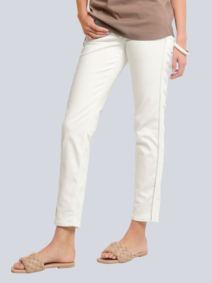 Alba Moda Jeans met galonstrepen, Offwhite/Goudkleur