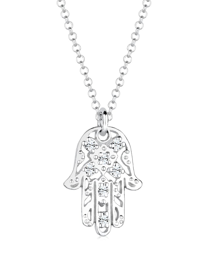 Elli Halskette Hamsa Hand Der Fatima Kristalle 925 Silber, Silber