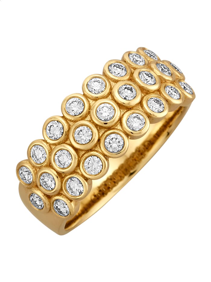 Diemer Diamant Damenring mit lupenreinen Brillanten in Gelbgold 750, Gelbgold