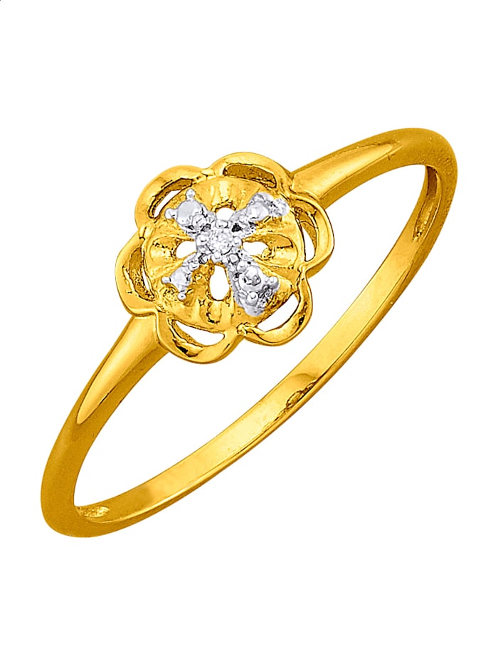 Damenring mit Diamant in Silber 925, Gelbgoldfarben