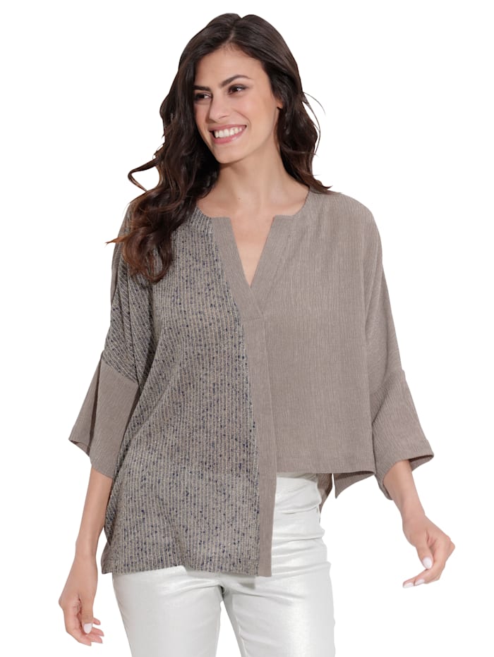 AMY VERMONT Bluse aus gecreppter Ware, Taupe