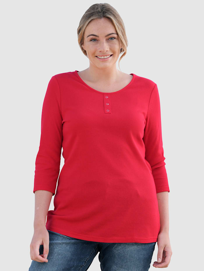 basically you T-shirt avec boutons fantaisie, Rouge