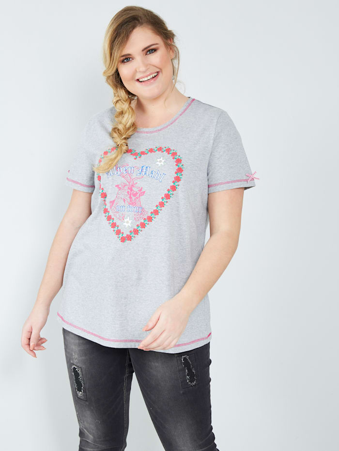 Sara Lindholm Shirt mit Herzdruck, Grau