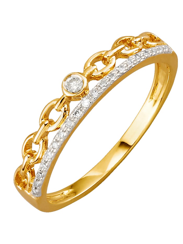 Damenring mit Diamanten in Gelbgold 585, Gelbgold