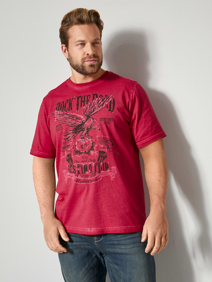 John F. Gee T-Shirt aus reiner Baumwolle, Rot
