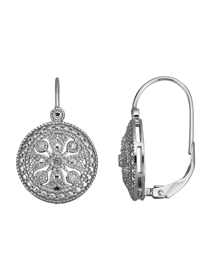 KLiNGEL Ohrringe mit Diamanten in Silber 925, Silber