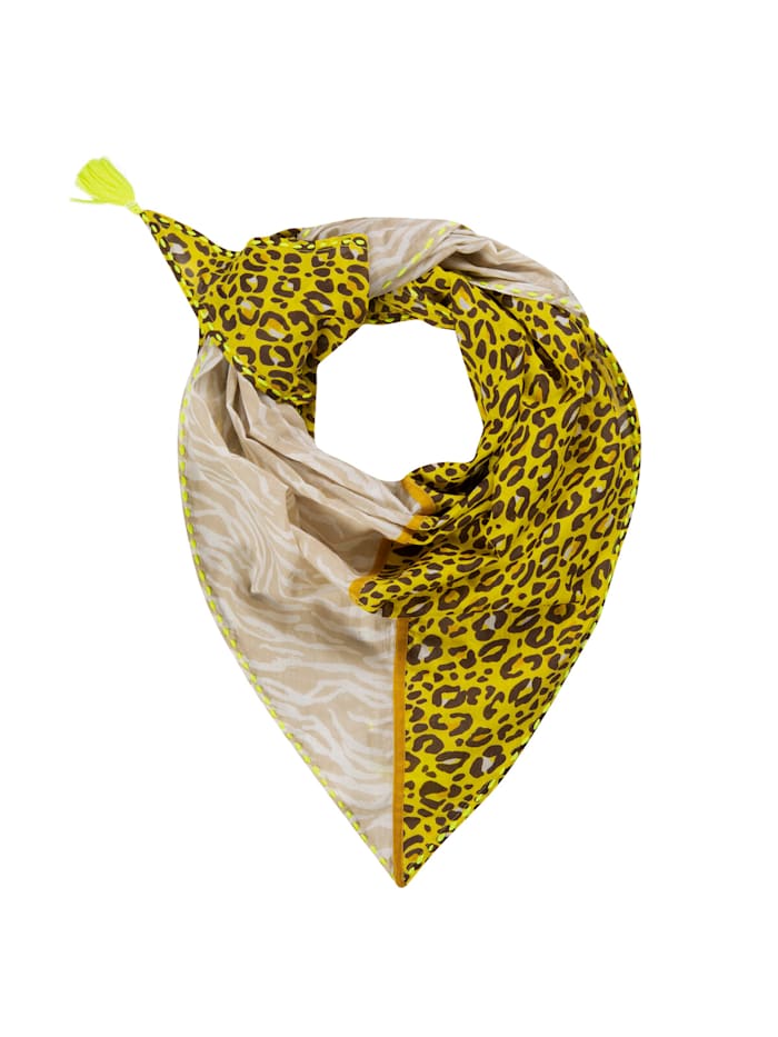 Codello Dreieckstuch mit Animal-Print aus Bio-Baumwolle, YELLOW MEDIUM