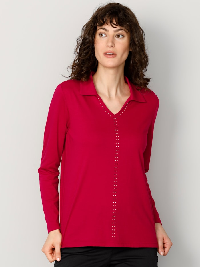 Paola Shirt mit Strasszier, Rot