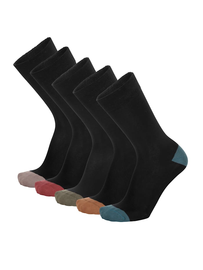 G Gregory Lot de 5 paires de chaussettes en coton majoritaire, souple et doux, Noir