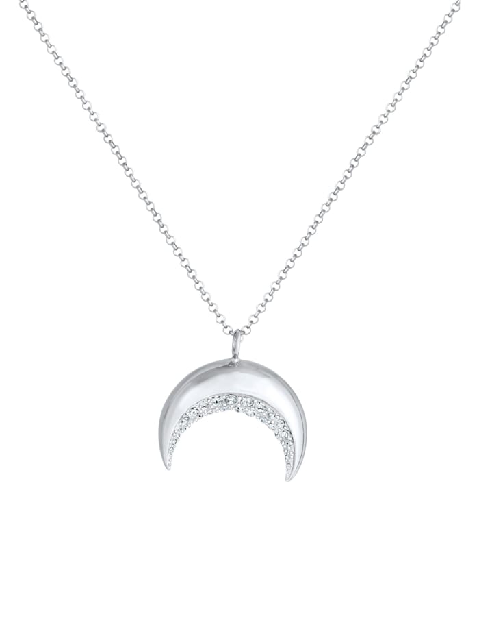 Halskette Sichel Halbmond  Kristalle 925 Silber