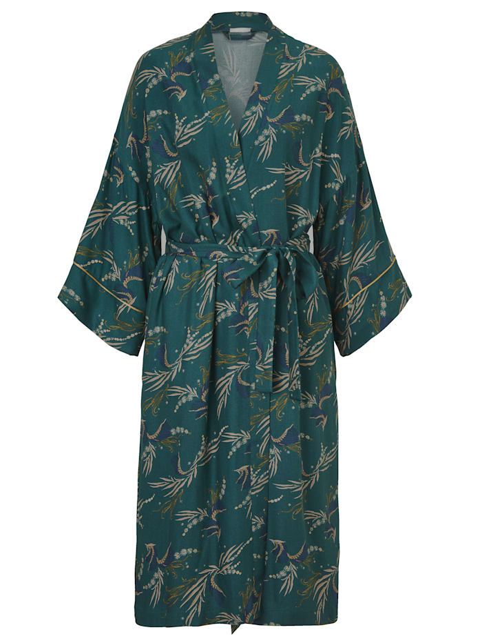 Hanro Kimono mit Bindegürtel, Grün