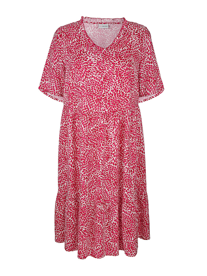 MIAMODA Kleid mit modischem Druck, Weiß/Pink