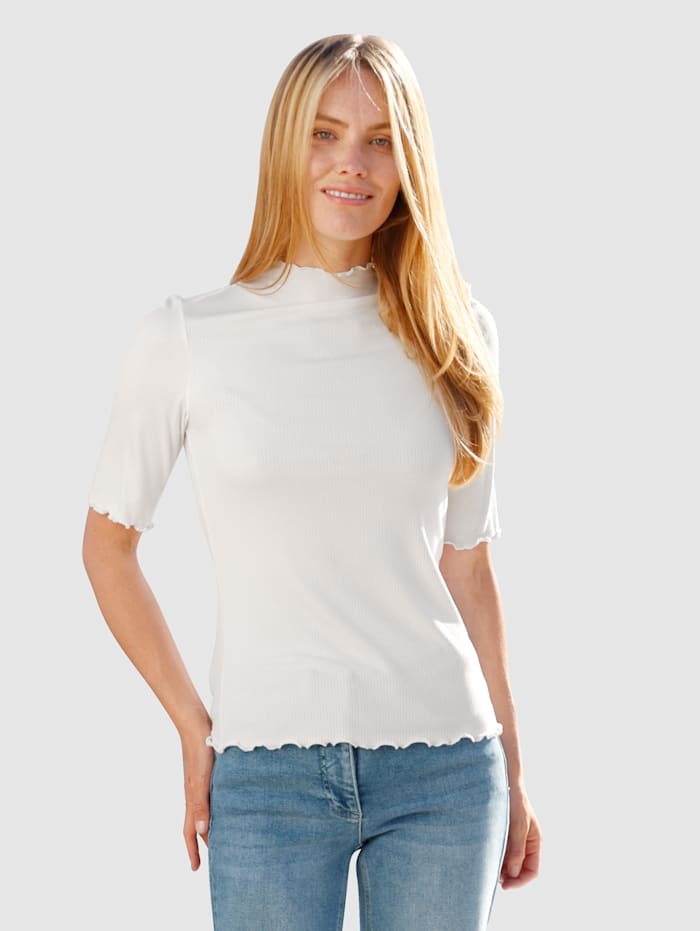 Laura Kent Shirt in Rippstruktur, Off-white