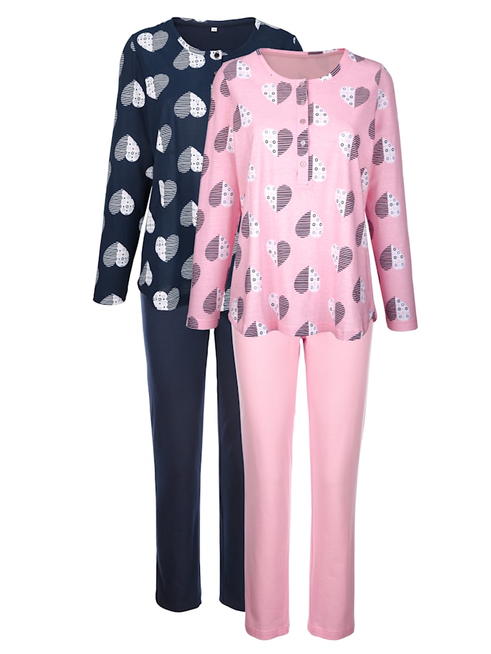 Blue Moon Pyjamas, Marinblå/Rosa/Benvit