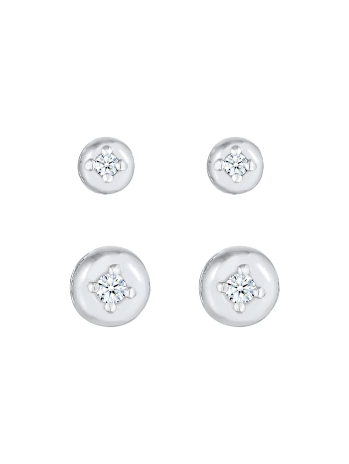 Ohrringe Diamant Solitär Klassik Basic (Weiß, 0.09 Ct) 925 Silber