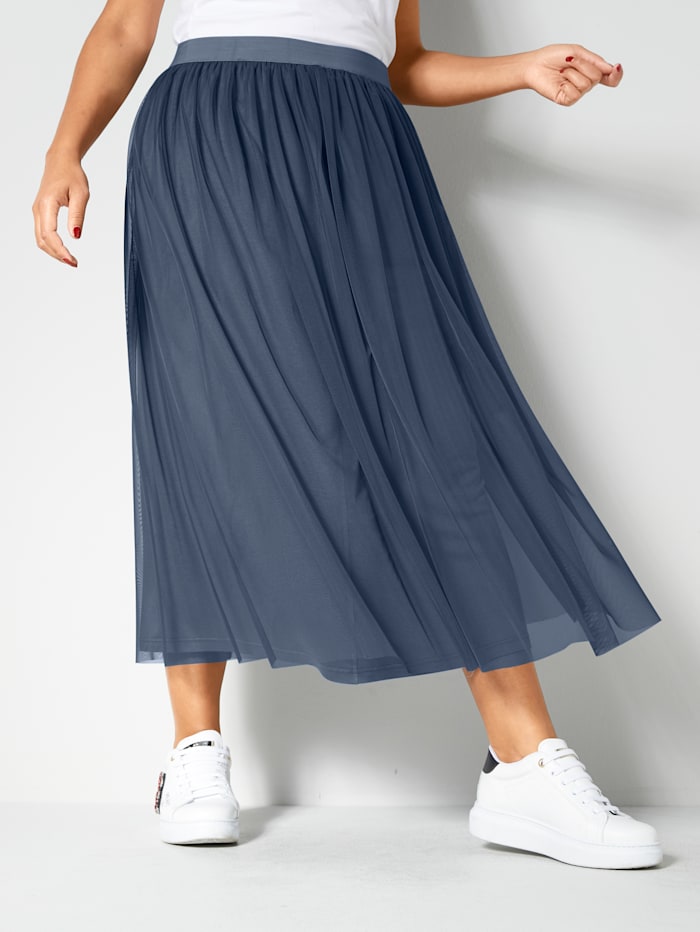 Angel of Style Tylová sukňa s elastickou podšívkou, Dymová modrá